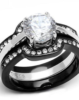 Women Stainless Steel Cubic Zirconia Rings TK3214