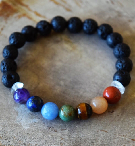 Aromatherapy Chakra Diffuser Bracelet with Genuine Gemstones!